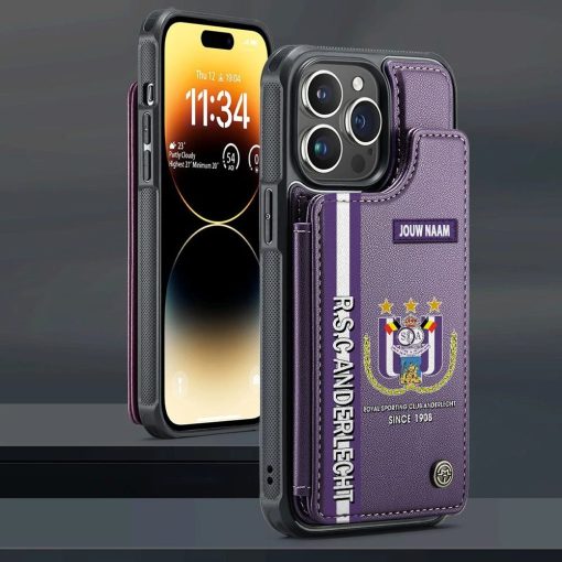 RSC Anderlecht Aangepaste Naam Speciale Editie Leren Telefoonhoesje