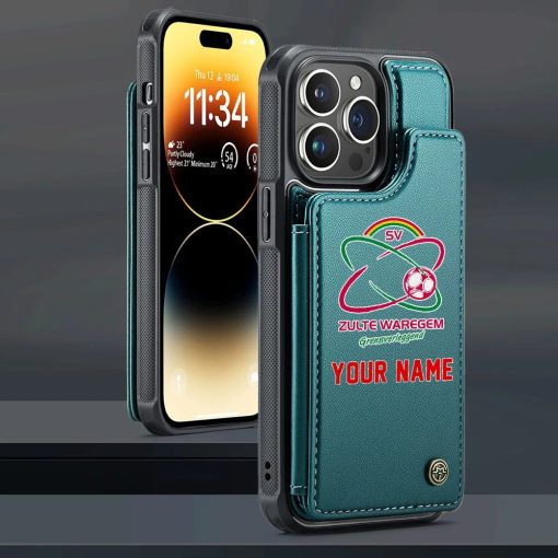 Zulte Waregem Aangepaste Naam Nieuwe editie Leren Telefoonhoesje