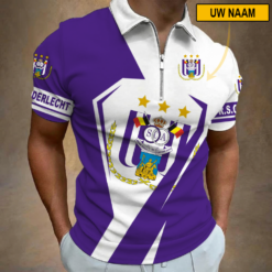 RSC Anderlecht – Polo shirt met rits Nieuwe stijl met Je Naam