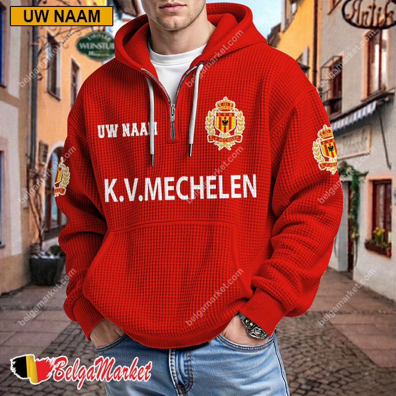 KV Mechelen – Wafelhoodie Nieuwe editie met Je Naam KV Mechelen – Wafelhoodie Nieuwe editie met Je Naam